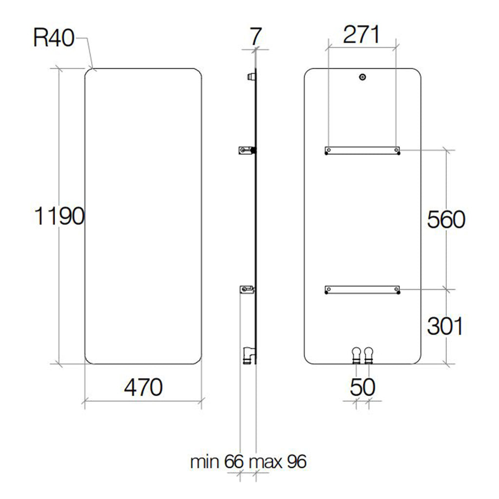 Termoarredo idraulico 662 Watt a muro in acciaio al carbonio collezione Caligo di Lineabeta colore bianco cm 47x119