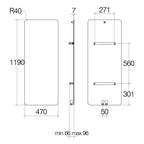 Termoarredo idraulico 662 Watt a muro in acciaio al carbonio collezione Caligo di Lineabeta colore antracite cm 47x119