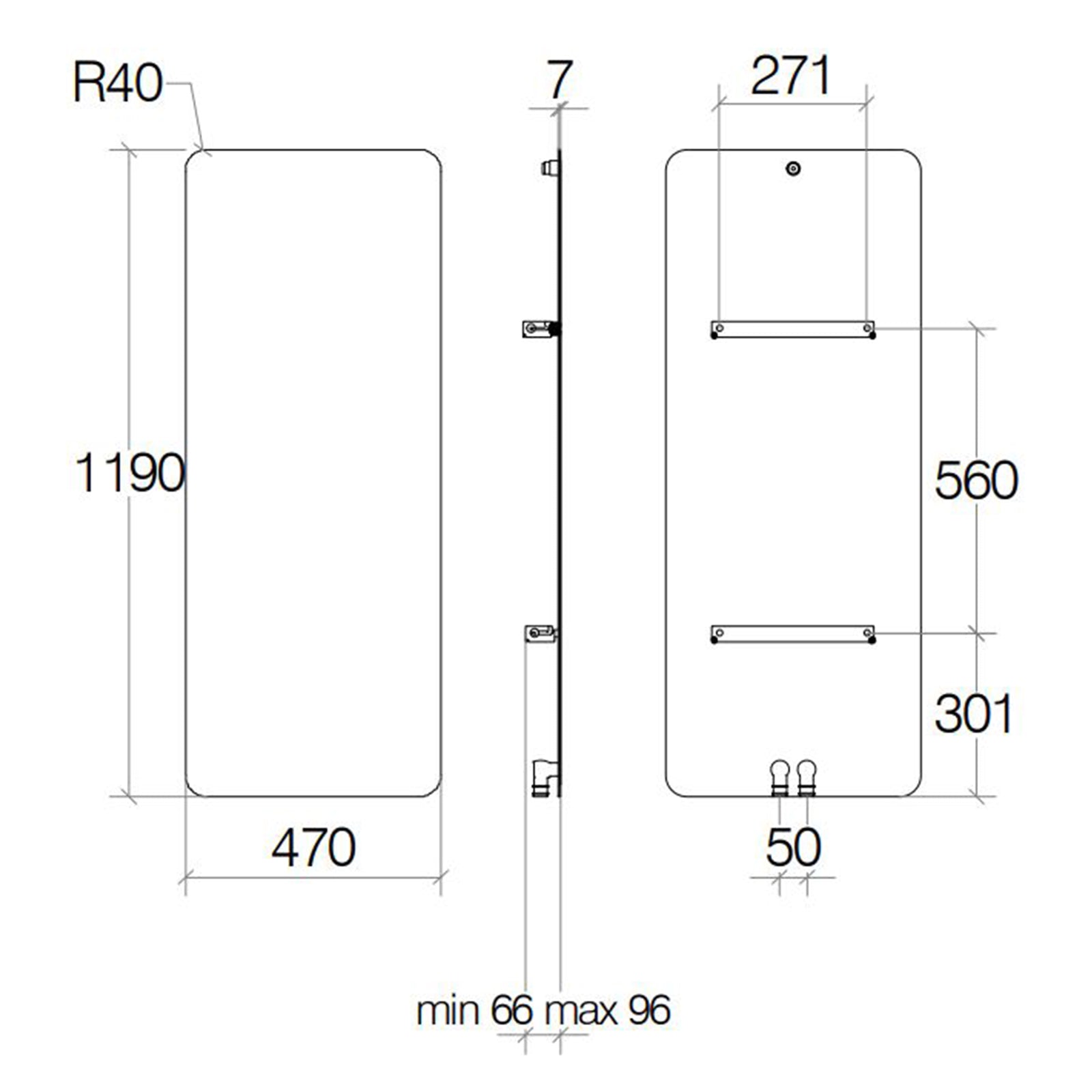 Termoarredo idraulico 662 Watt a muro in acciaio al carbonio collezione Caligo di Lineabeta colore antracite cm 47x119