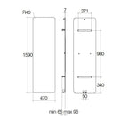 Termoarredo idraulico 886 Watt a muro in acciaio al carbonio collezione Caligo di Lineabeta colore antracite cm 47x159