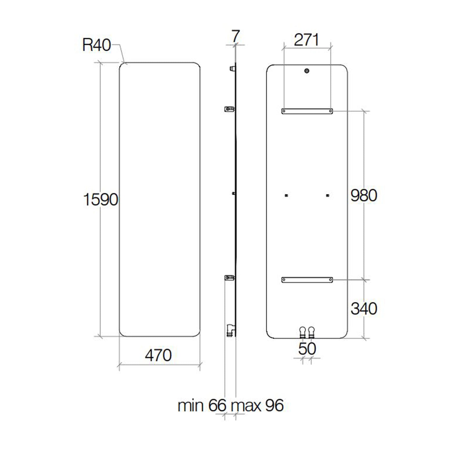 Termoarredo idraulico 886 Watt a muro in acciaio al carbonio collezione Caligo di Lineabeta colore antracite cm 47x159