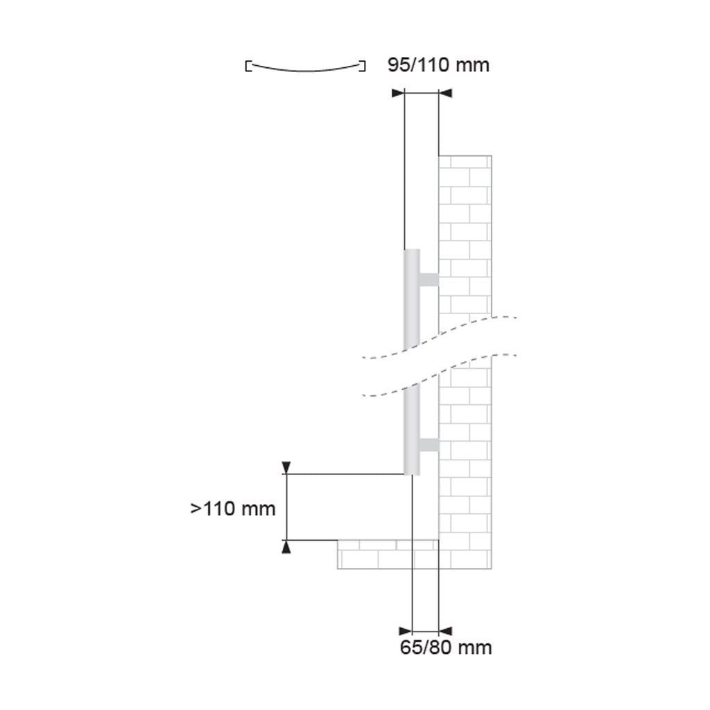 Termoarredo Curvo Roma di Lazzarini 1230x450 interasse 405 - Cromato