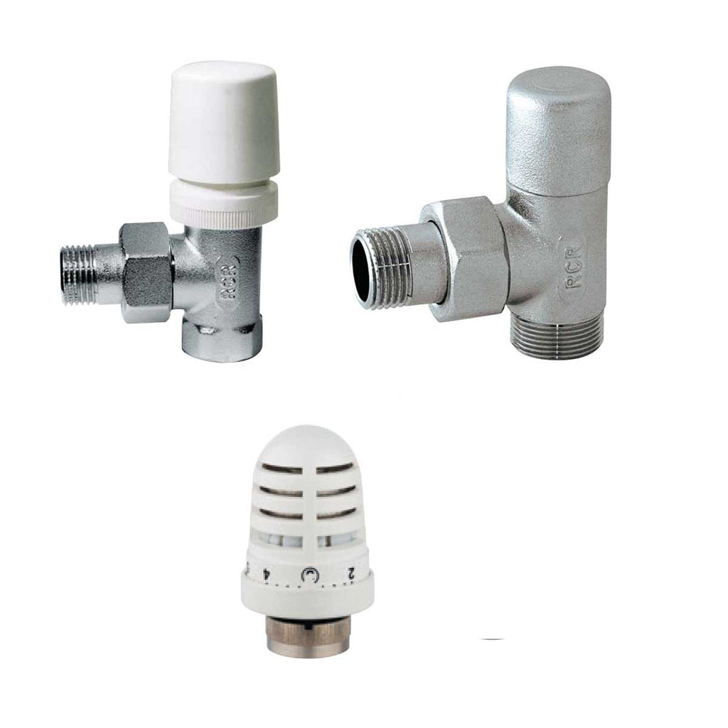 Kit Termostatico Valvola e Detentore bianchi per termoarredo RCR POLETTI