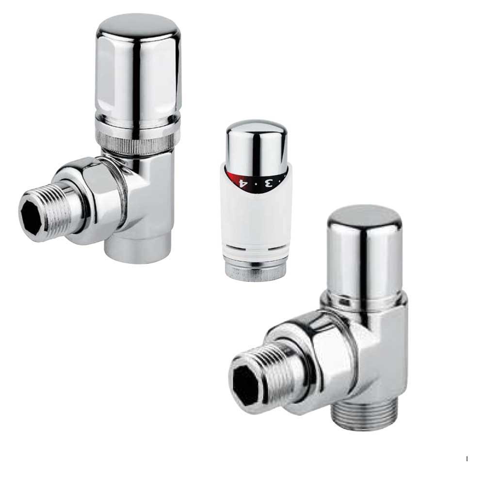 Kit Termostatico  con Valvola e Detentore Cromati  per termoarredo RCR POLETTI