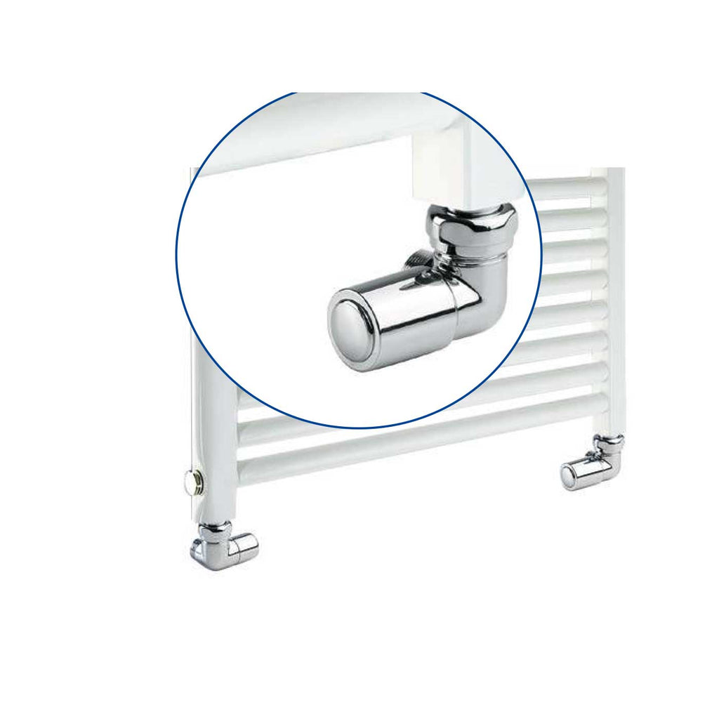 Kit Termostatico con Valvola e Detentore ad Angolo per termoarredo Finitura Cromo RCR POLETTI