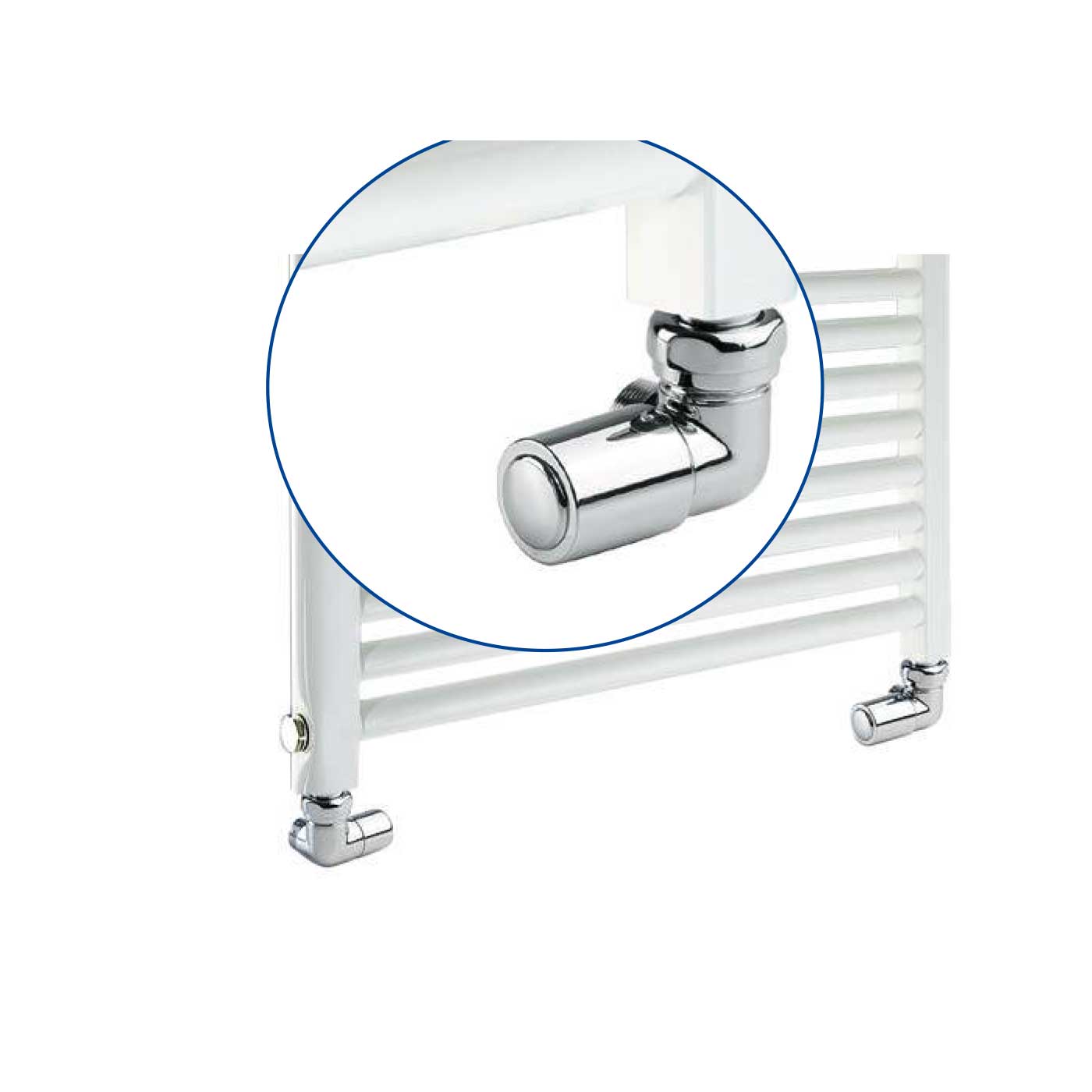 Kit Termostatico con Valvola e Detentore ad Angolo per termoarredo Finitura Cromo RCR POLETTI