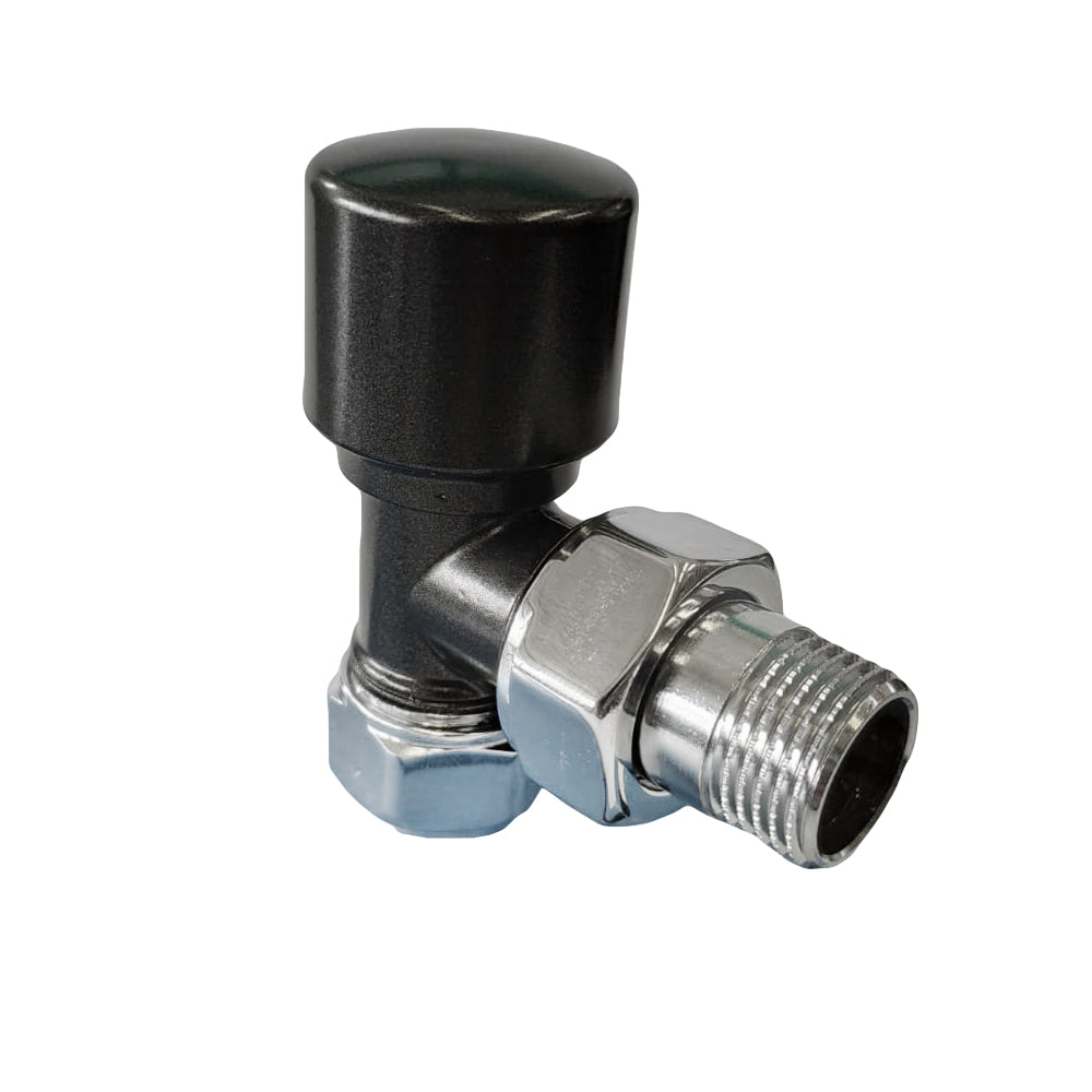 Kit Valvola e Detentore per termoarredo da bagno finitura nero opaco RCR Poletti