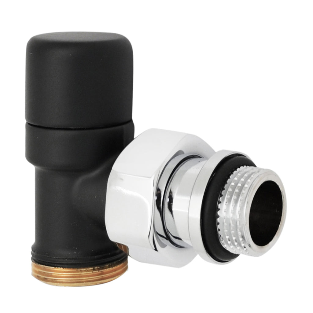 Kit valvola termostatizzabile e detentore a squadra 1/2" Modello Ovus Nero Opaco