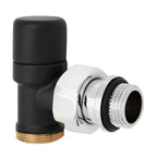 Kit valvola termostatizzabile e detentore a squadra 1/2" Modello Ovus Nero Opaco