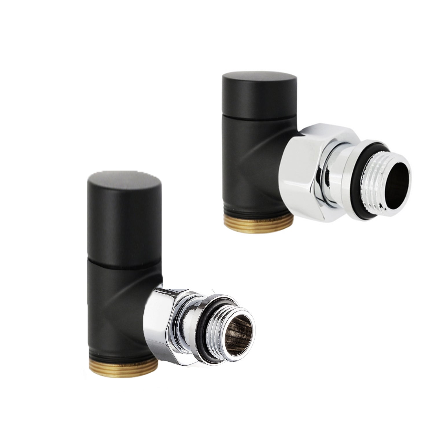 Kit valvola termostatizzabile e detentore a squadra 1/2" Modello Rondera Light Nero Opaco