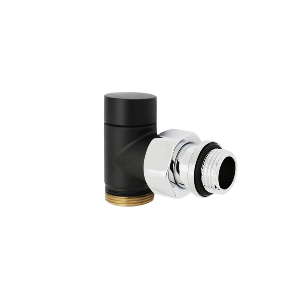 Kit valvola termostatizzabile e detentore a squadra 1/2" Modello Rondera Light Nero Opaco