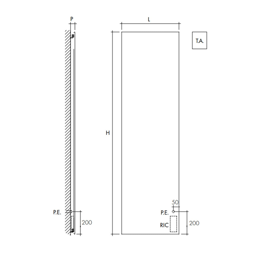 Termoarredo elettrico a piastra verticale modello TermoCrea Bianco 1200x360 mm - Scirocco