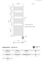 Termoarredo scaldasalviette da bagno elettrico con Termostato Digitale 1160x400 con potenza di 400 Watt  Collezione vialis Nuova Generazione BASSO CONSUMO