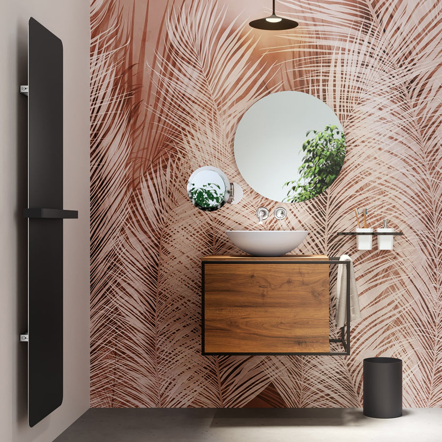 Termoarredo elettrico a muro in acciaio al carbonio collezione Caligo di Lineabeta colore nero cm 47x179