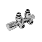 Valvola-detentore termostatizzabile per interasse 50 mm con kit copritubo cromo