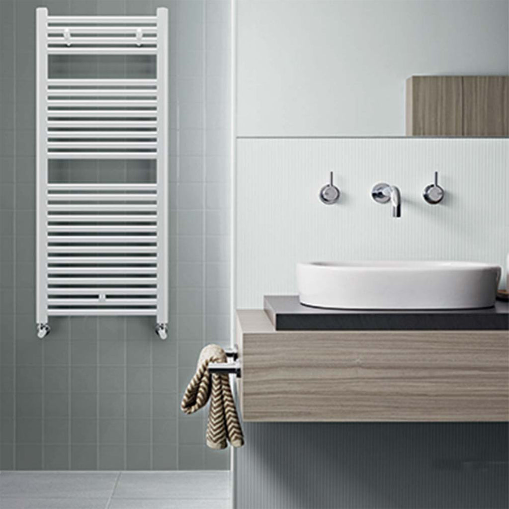 Termoarredo scaldasalviette in acciaio verniciato bianco 1230x500 interasse 450 Lazzarini Roma 605 Watt