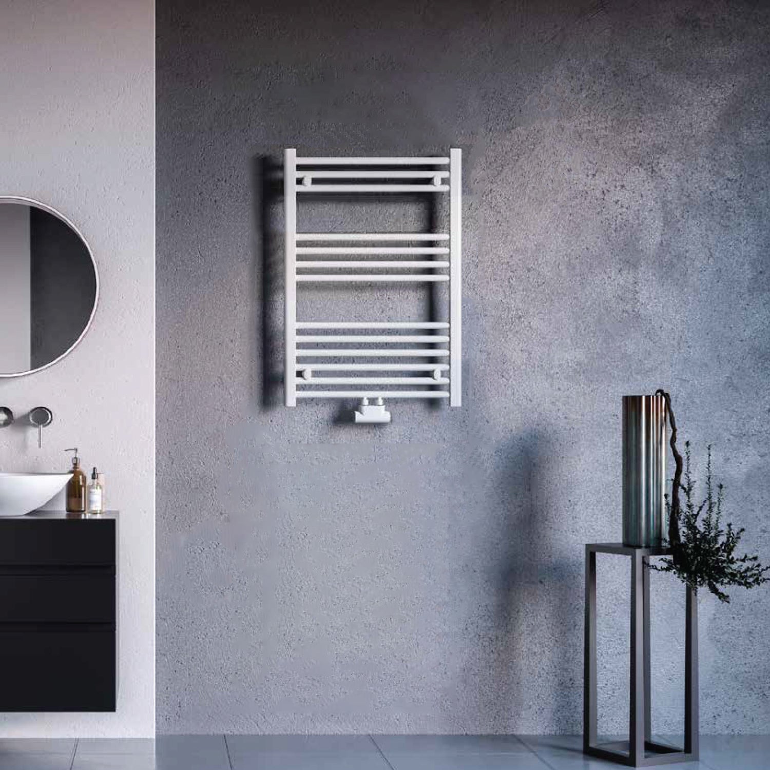 Termoarredo idraulico modello Bolzano 803x600 dritto con attacchi centrali 50 mm - Bianco