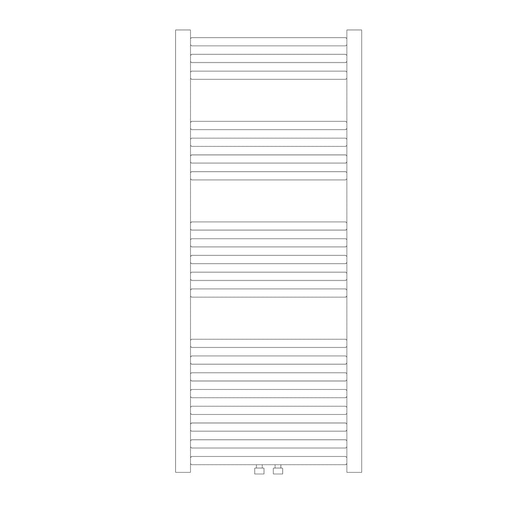 Termoarredo idraulico modello Bolzano 1188x450 dritto con attacchi centrali 50 mm - Bianco