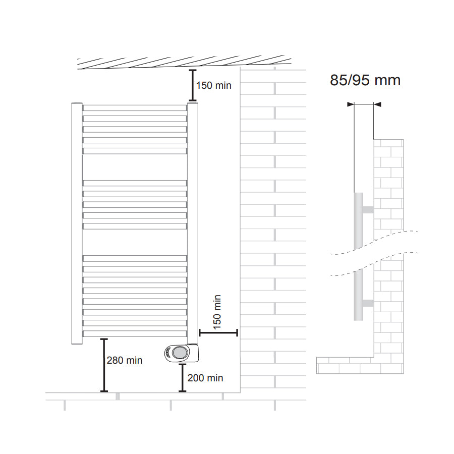 Termoarredo elettrico Lazzarini Cortina EVO cromato 1375x480 con termostato